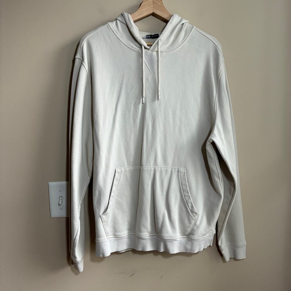 DSG beige sweater pullover kangaroo pocket hoodie men's size large cotton blend
